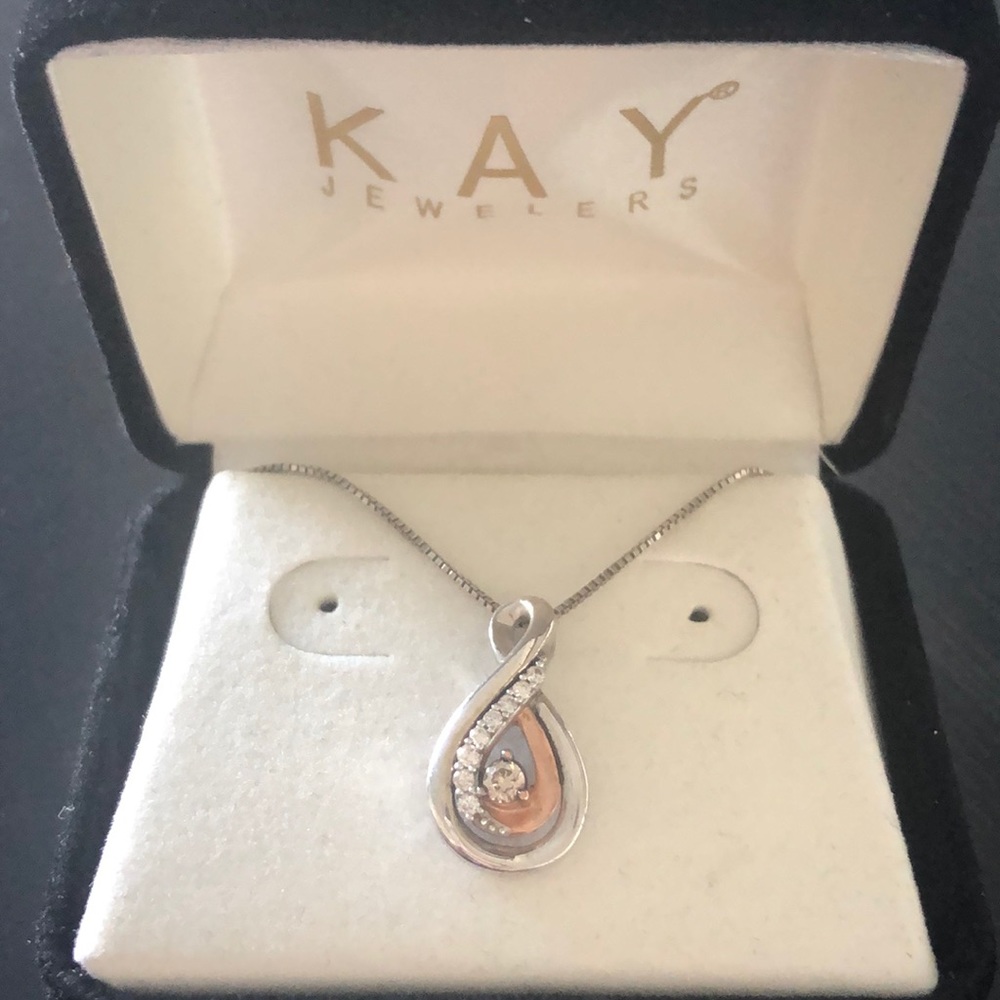 Kay Jewelers Rose Gold and Silver Infinity Necklac